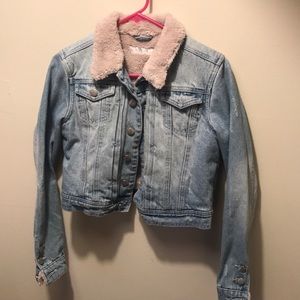 Mink pink cropped jean jacket